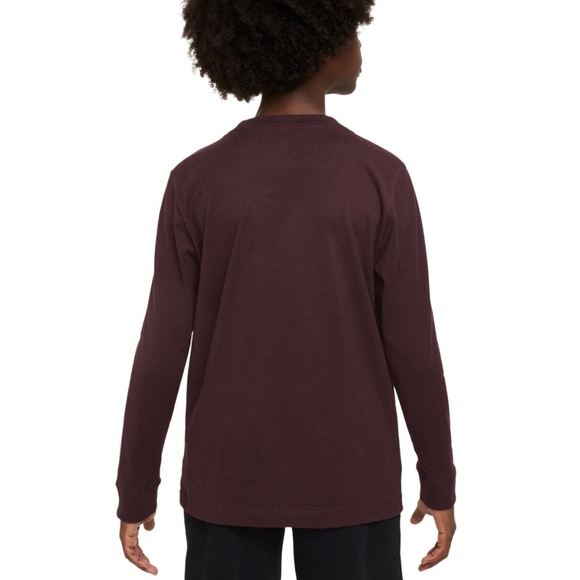 NWT L  Nike Big Kids Sportswear Logo Embroidered Long-Sleeve T-Shirt - Bgycrh - Picture 3 of 3